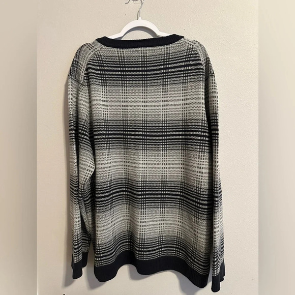 Alfani men’s Black White 100% Cotton Sweater Heavy V-Neck XXL - Picture 2 of 6